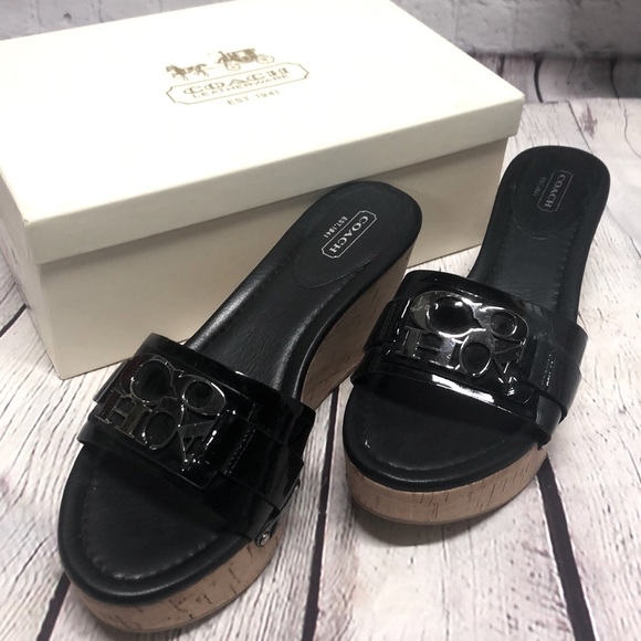 Coach Black cork wedge - Picture 1 of 9